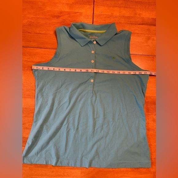 LILLY PULITZER Blue‎ and Green Sleeveless Polo Top Extra Large - Picture 5 of 5